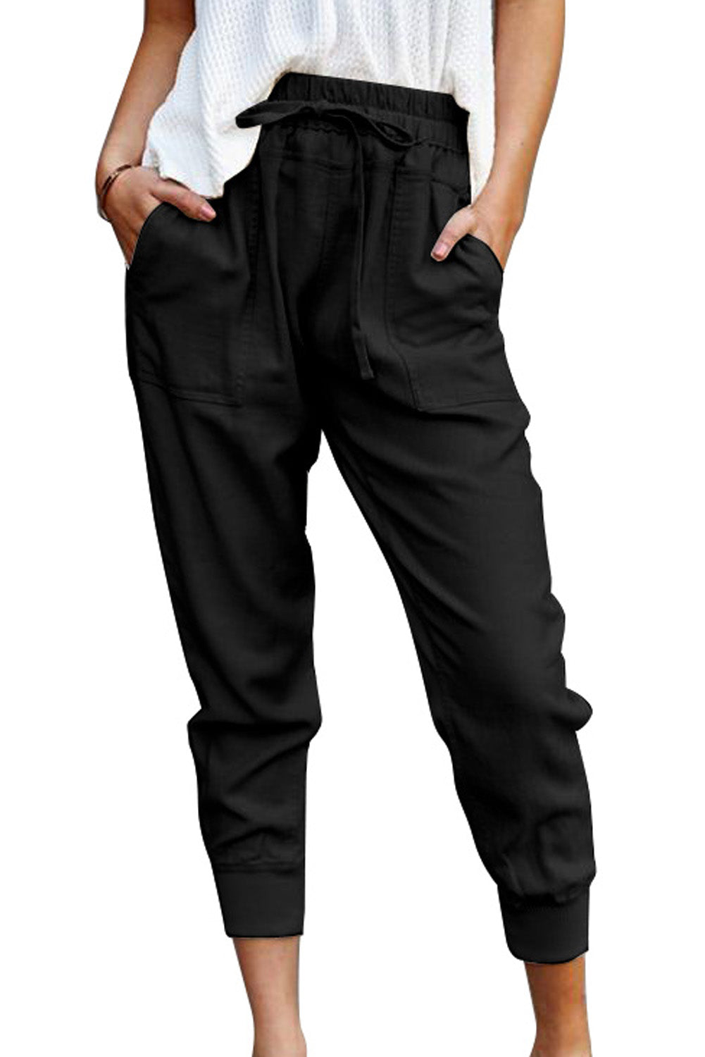 Black Causal Pockets Pants