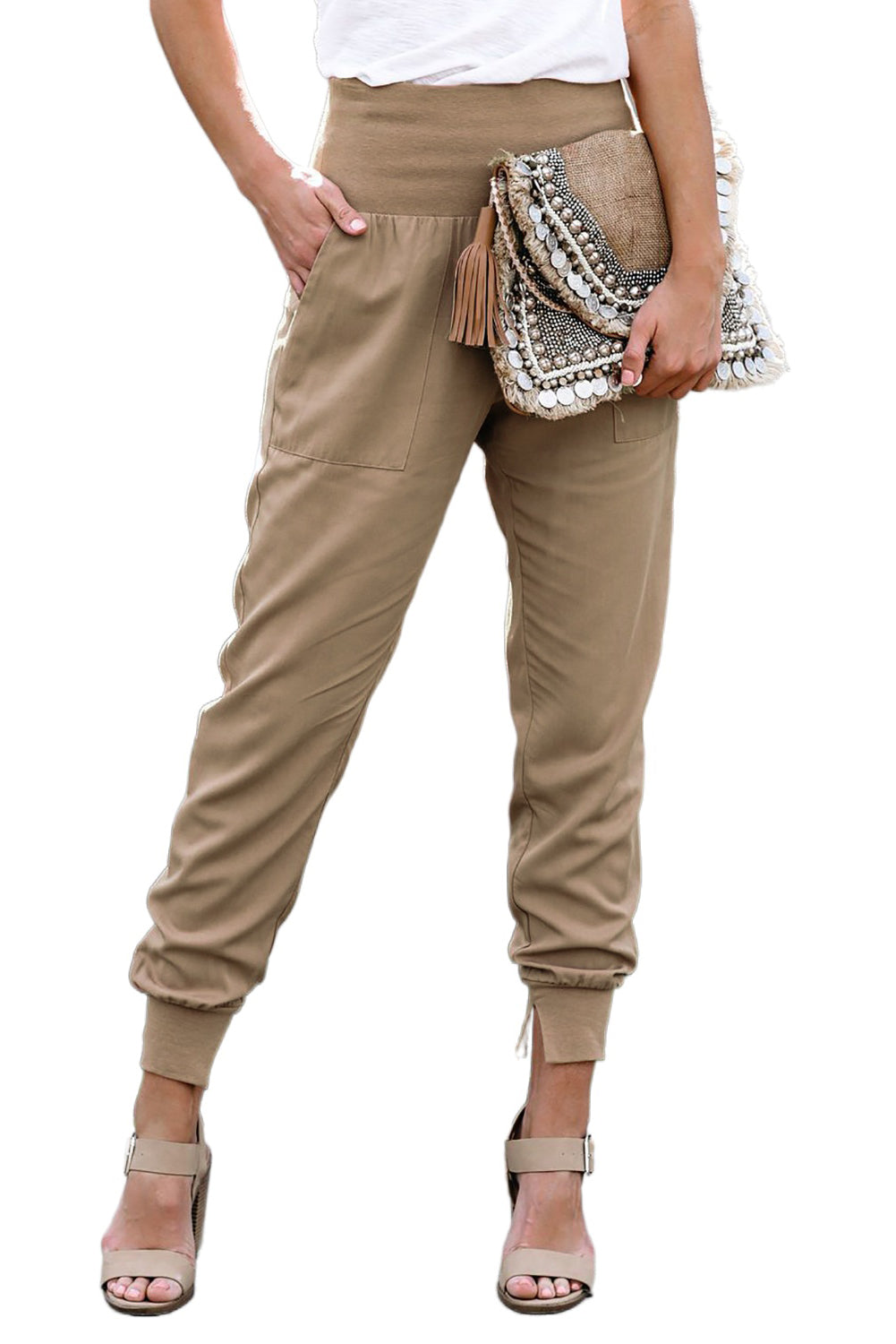 Khaki Pocketed Casual Joggers