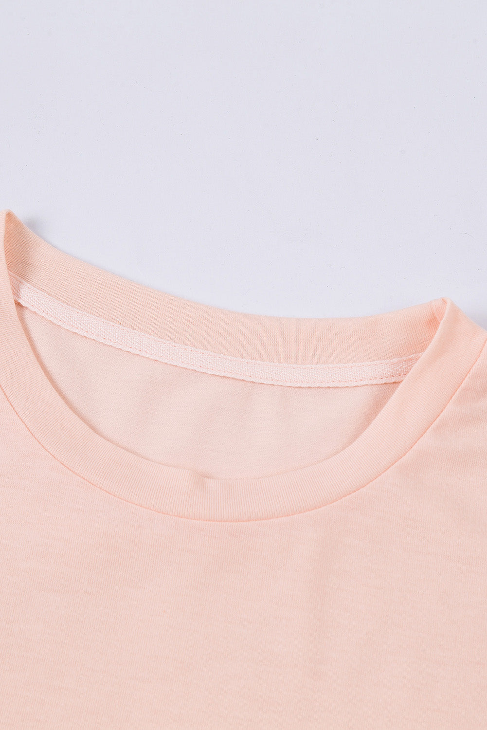 Pink Solid Color Crew Neck Tee