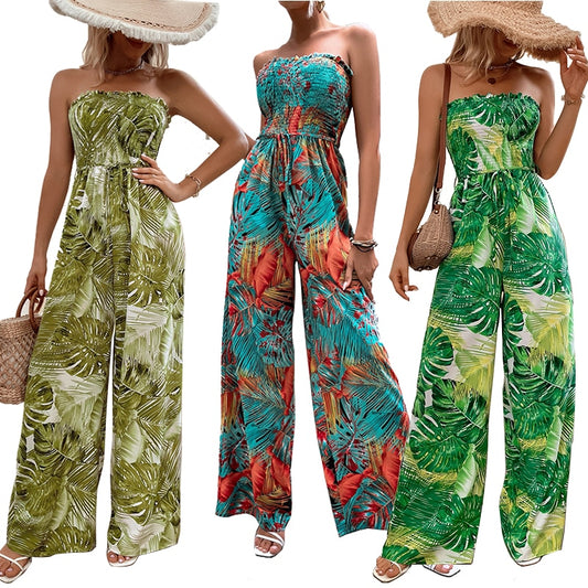 Women's new sleeveless printed jumpsuit